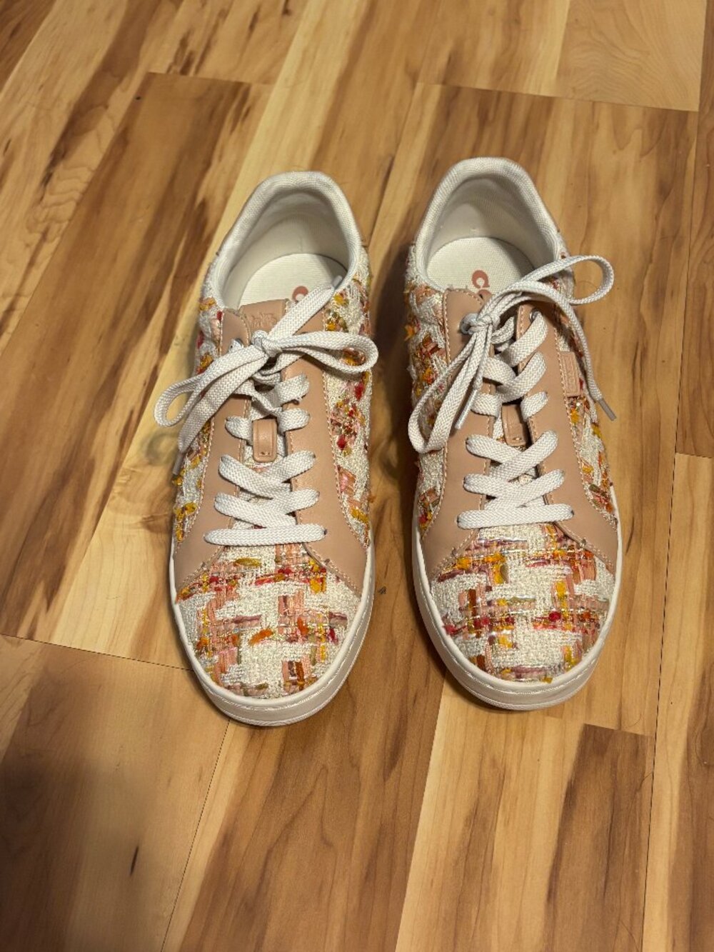 COACH Women's Clip Low Top Sneaker Pastel Tweed Multicolor Size 9.5